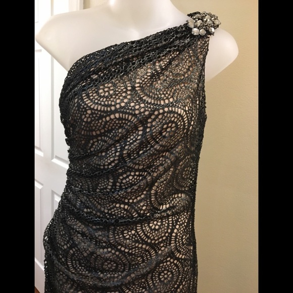 Blondie Nites Stacy Skylar Lace Maxi Black Nude Dress - Picture 1 of 8